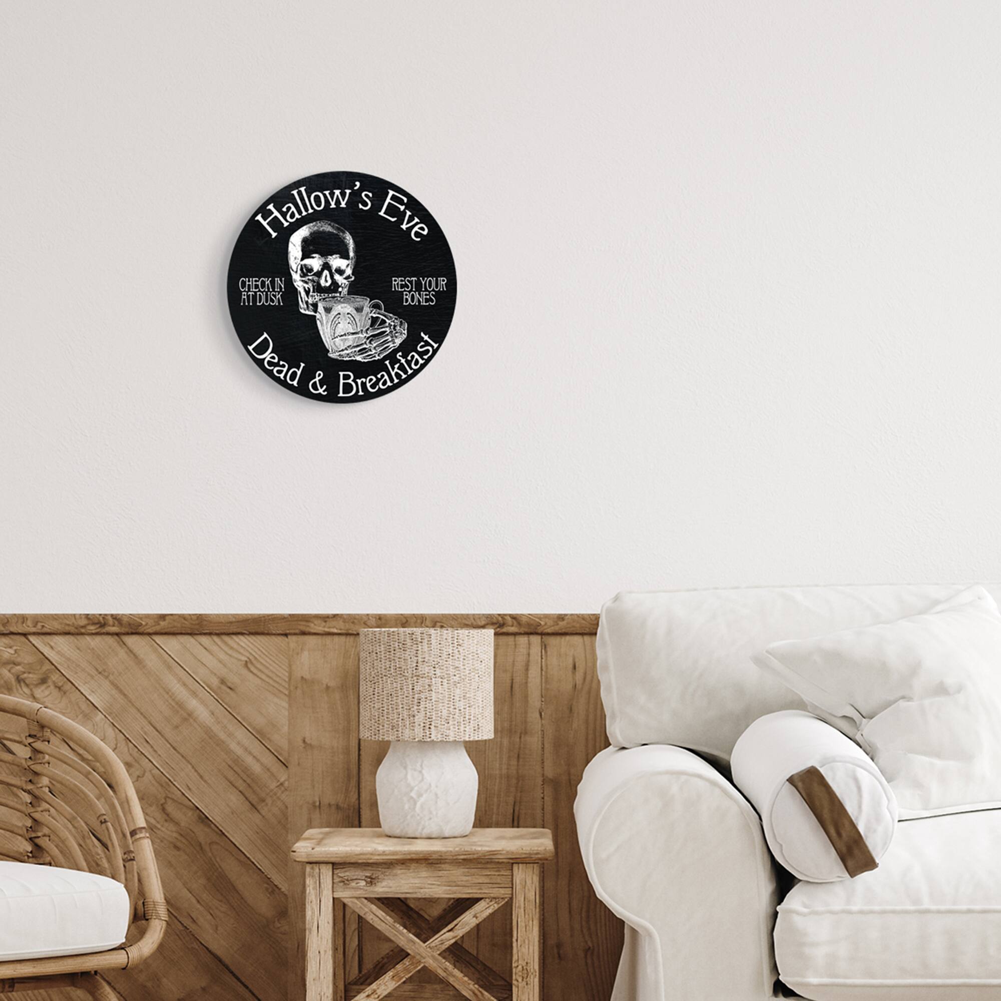 Stupell Industries Black Hallow's Eve Halloween Sign Wall Plaque Art